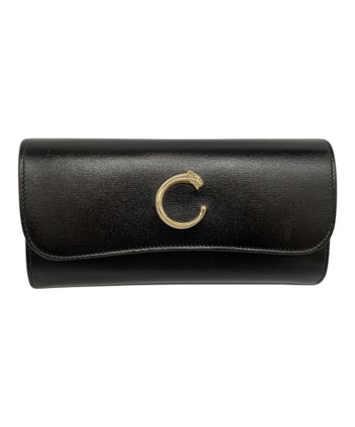 Cartier（カルティエ）Cartier (カルティエ) フラップ付インターナショナル ウォレット ブラックの古着・服飾アイテム