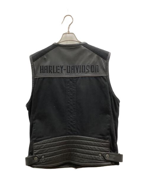 HARLEY-DAVIDSON（ハーレーダビッドソン）HARLEY-DAVIDSON (ハーレーダビッドソン) HARLEY-DAVIDSON　レザー切替ベスト ブラック サイズ:Lの古着・服飾アイテム