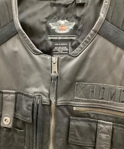 HARLEY-DAVIDSON（ハーレーダビッドソン）HARLEY-DAVIDSON (ハーレーダビッドソン) HARLEY-DAVIDSON　レザー切替ベスト ブラック サイズ:Lの古着・服飾アイテム