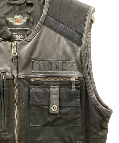 HARLEY-DAVIDSON（ハーレーダビッドソン）HARLEY-DAVIDSON (ハーレーダビッドソン) HARLEY-DAVIDSON　レザー切替ベスト ブラック サイズ:Lの古着・服飾アイテム