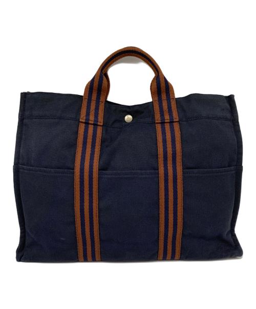 HERMES（エルメス）HERMES (エルメス) HERMES　ハンドバッグ ネイビー×ブラウンの古着・服飾アイテム