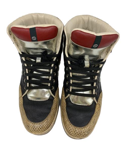 GUCCI（グッチ）GUCCI (グッチ) GUCCI　ハイカットスニーカー ブラック×ベージュ サイズ:7の古着・服飾アイテム