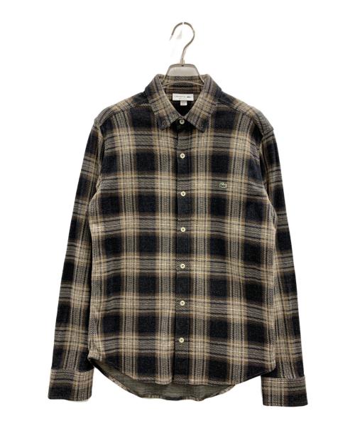 LACOSTE（ラコステ）LACOSTE (ラコステ) LACOSTE 長袖シャツ ブラック×ベージュ サイズ:Mの古着・服飾アイテム