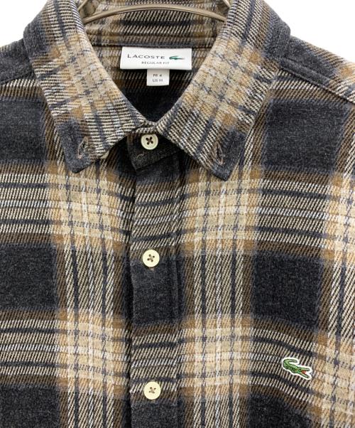 LACOSTE（ラコステ）LACOSTE (ラコステ) LACOSTE 長袖シャツ ブラック×ベージュ サイズ:Mの古着・服飾アイテム
