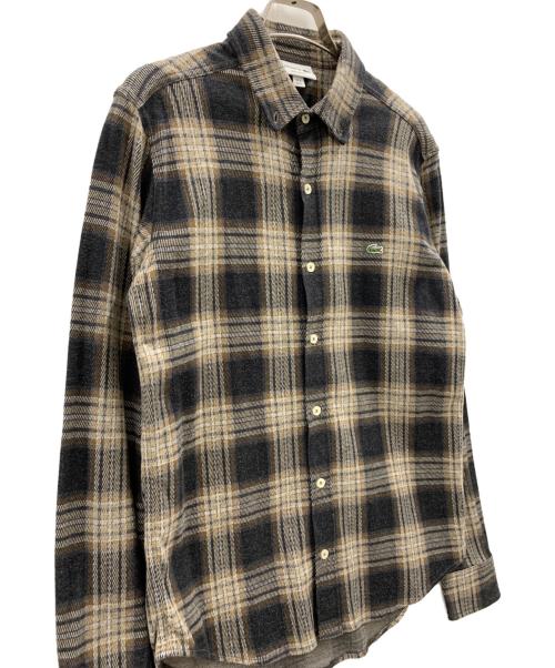 LACOSTE（ラコステ）LACOSTE (ラコステ) LACOSTE 長袖シャツ ブラック×ベージュ サイズ:Mの古着・服飾アイテム