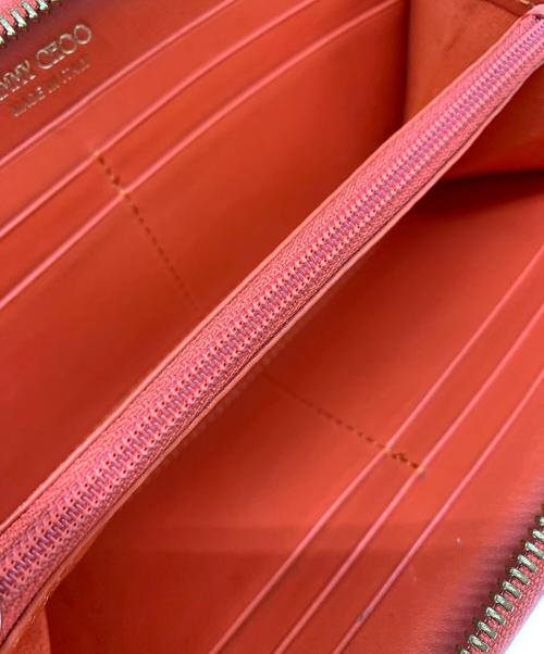 JIMMY CHOO（ジミーチュウ）JIMMY CHOO (ジミーチュウ) JIMMY CHOO　ラウンドファスナー長財布 オレンジの古着・服飾アイテム