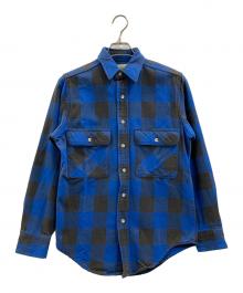 ST JOHN'S BAY（セントジョンズベイ）の古着「長袖シャツ」｜ブルー×ブラック