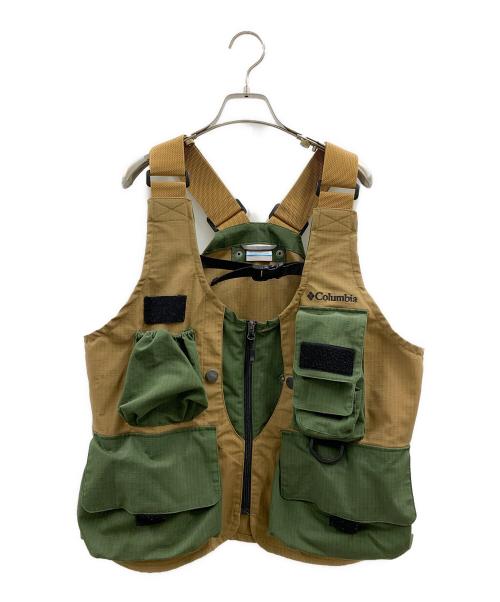 Columbia（コロンビア）Columbia (コロンビア) Columbia　パインズベスト ベージュ×グリーン サイズ:Mの古着・服飾アイテム