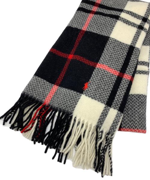 POLO RALPH LAUREN（ポロ・ラルフローレン）POLO RALPH LAUREN (ポロ・ラルフローレン) POLO RALPH LAUREN　ウールマフラー ブラック×ホワイトの古着・服飾アイテム