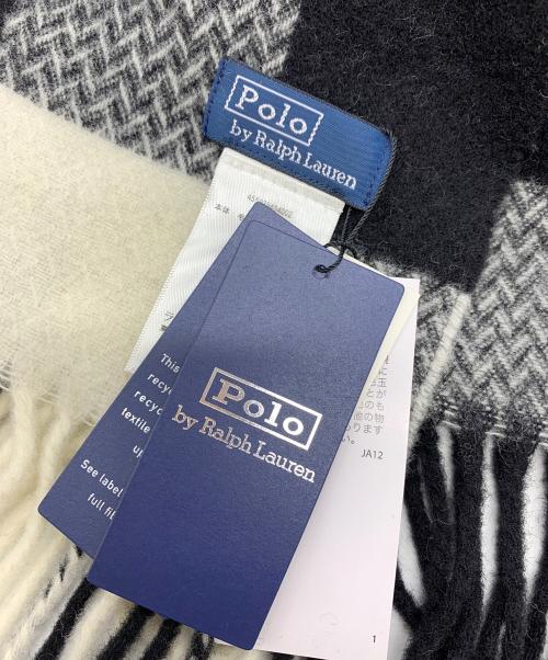 POLO RALPH LAUREN（ポロ・ラルフローレン）POLO RALPH LAUREN (ポロ・ラルフローレン) POLO RALPH LAUREN　ウールマフラー ブラック×ホワイトの古着・服飾アイテム