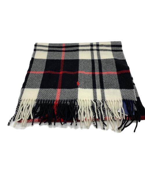 POLO RALPH LAUREN（ポロ・ラルフローレン）POLO RALPH LAUREN (ポロ・ラルフローレン) POLO RALPH LAUREN　ウールマフラー ブラック×ホワイトの古着・服飾アイテム