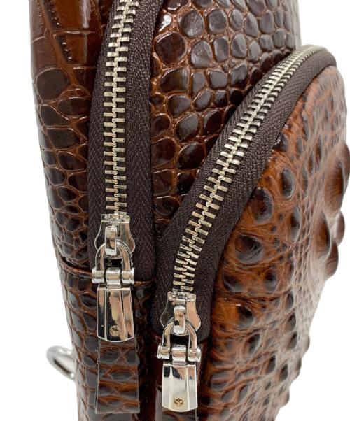 BOLINI（ボリーニ）BOLINI (ボリーニ) BOLINI　クロコ型押しボディーバッグ ブラウンの古着・服飾アイテム