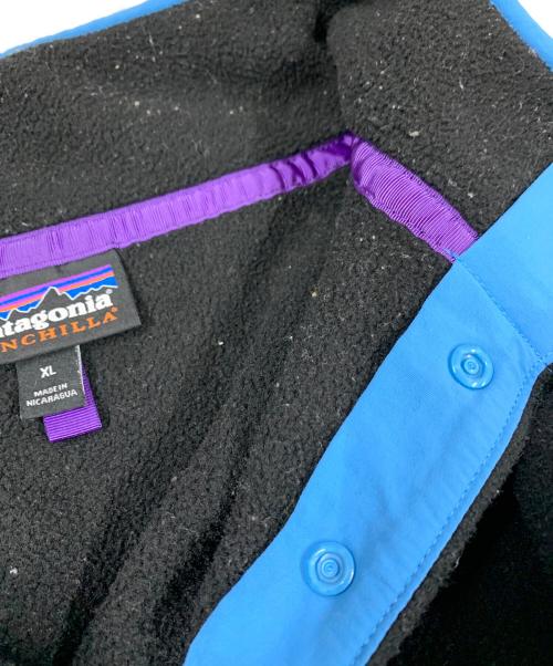 Patagonia（パタゴニア）Patagonia (パタゴニア) Patagonia　ライトウェイト・シンチラ・スナップT　フリースジャケット ブラック×ブルー サイズ:XLの古着・服飾アイテム