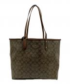 COACHコーチ）の古着「COACH　シグネチャー　トートバッグ」｜ベージュ×ブラウン