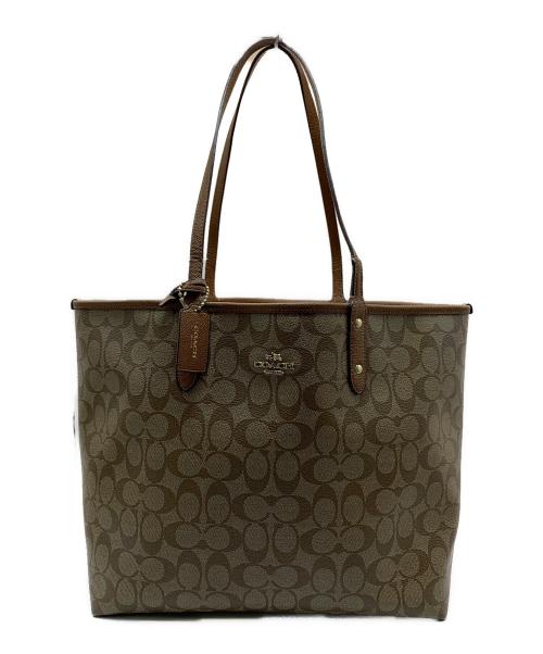 COACH（コーチ）COACH (コーチ) COACH　シグネチャー　トートバッグ ベージュ×ブラウンの古着・服飾アイテム