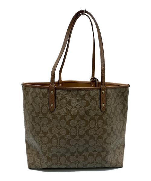 COACH（コーチ）COACH (コーチ) COACH　シグネチャー　トートバッグ ベージュ×ブラウンの古着・服飾アイテム