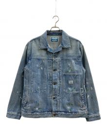 Liberaiders（リベレイダース）の古着「Liberaiders  FLAG DENIM JACKET ペイントデニムジャケット」｜インディゴ