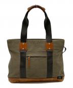 PORTERポーター）の古着「PORTER　ROOT　トートバッグ」｜カーキ×ブラウン