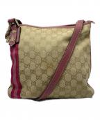 GUCCIグッチ）の古着「GUCCI　GG　ショルダーバッグ」｜ベージュ×ピンク