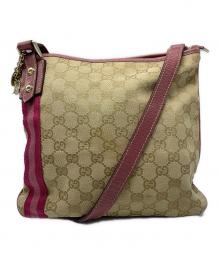 GUCCI（グッチ）の古着「GUCCI　GG　ショルダーバッグ」｜ベージュ×ピンク