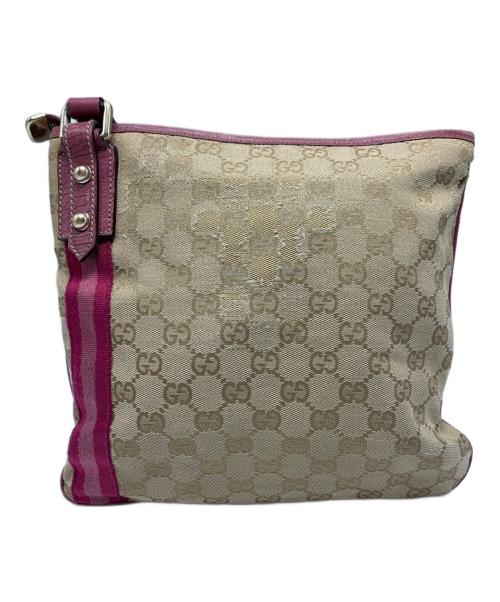 GUCCI（グッチ）GUCCI (グッチ) GUCCI　GG　ショルダーバッグ ベージュ×ピンクの古着・服飾アイテム