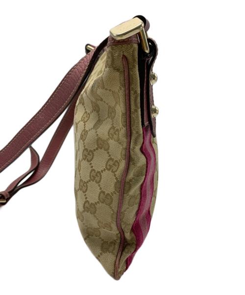 GUCCI（グッチ）GUCCI (グッチ) GUCCI　GG　ショルダーバッグ ベージュ×ピンクの古着・服飾アイテム