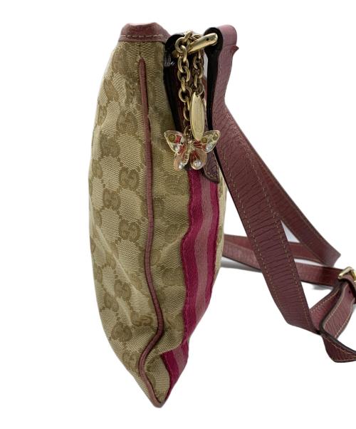GUCCI（グッチ）GUCCI (グッチ) GUCCI　GG　ショルダーバッグ ベージュ×ピンクの古着・服飾アイテム