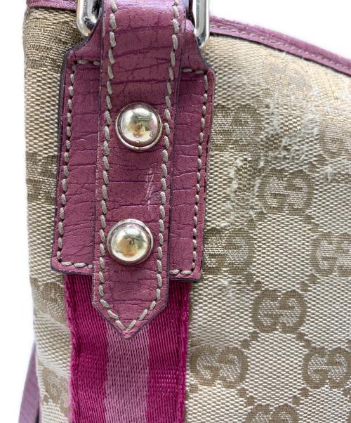 GUCCI（グッチ）GUCCI (グッチ) GUCCI　GG　ショルダーバッグ ベージュ×ピンクの古着・服飾アイテム