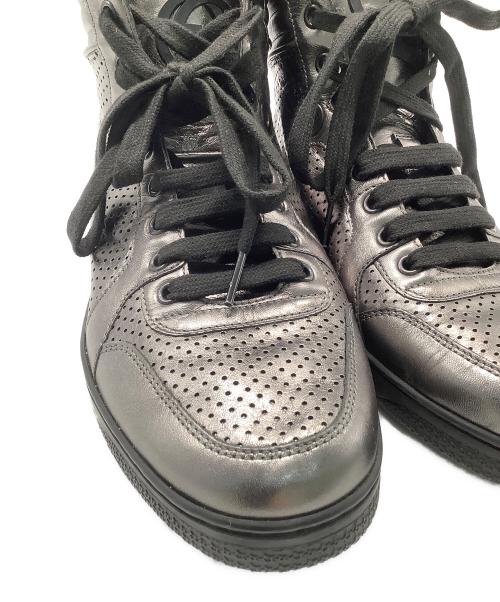 GUCCI（グッチ）GUCCI (グッチ) GUCCI　インターロッキング　ハイカットスニーカー グレー サイズ:６2/1の古着・服飾アイテム