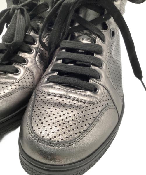 GUCCI（グッチ）GUCCI (グッチ) GUCCI　インターロッキング　ハイカットスニーカー グレー サイズ:６2/1の古着・服飾アイテム