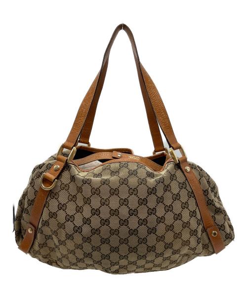 GUCCI（グッチ）GUCCI (グッチ) GUCCI　GG　ハンドバッグ キャメル×ベージュの古着・服飾アイテム