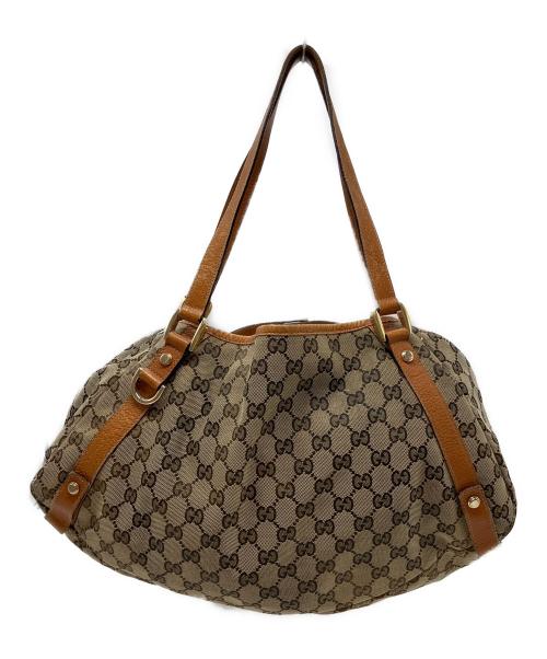 GUCCI（グッチ）GUCCI (グッチ) GUCCI　GG　ハンドバッグ キャメル×ベージュの古着・服飾アイテム