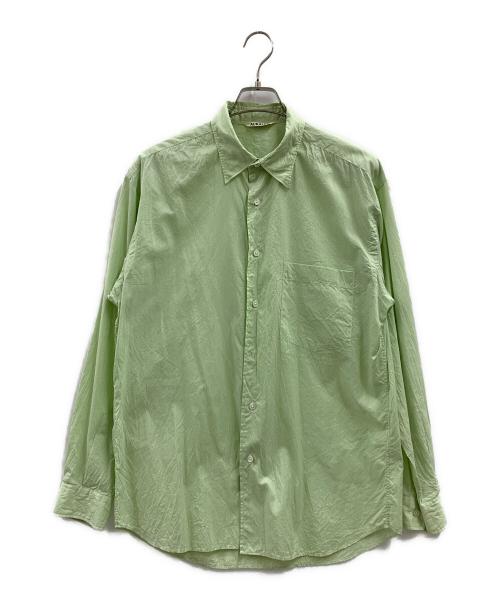 AURALEE（オーラリー）AURALEE (オーラリー) AURALEE　FINX SILK STRIPE SHIRTS　　長袖シャツ グリーン サイズ:4の古着・服飾アイテム