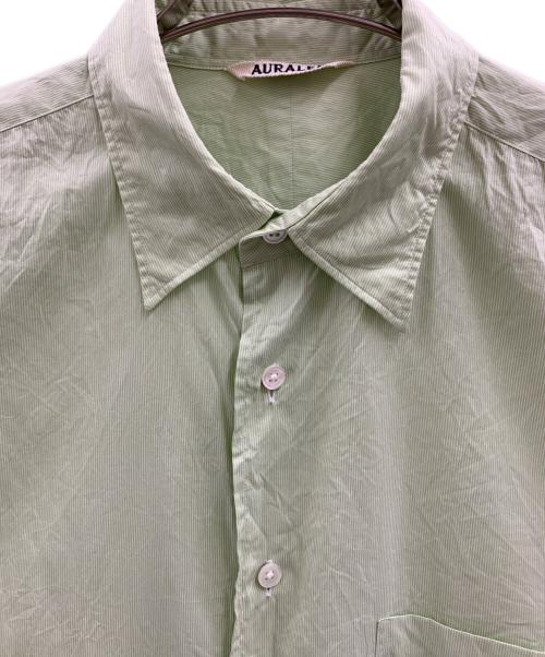 AURALEE（オーラリー）AURALEE (オーラリー) AURALEE　FINX SILK STRIPE SHIRTS　　長袖シャツ グリーン サイズ:4の古着・服飾アイテム
