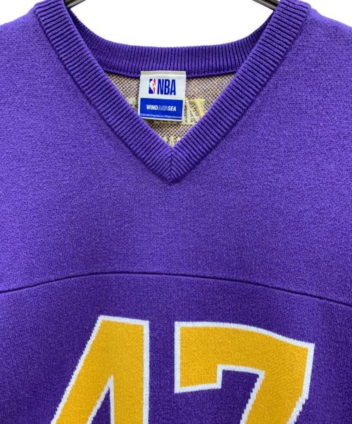 WIND AND SEA（ウィンダンシー）WIND AND SEA (ウィンダンシー) NBA (エヌビーエー) WIND AND SEA NBA  半袖ニット パープル サイズ:Mの古着・服飾アイテム