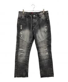 SOUTHPOLE（サウスポール）の古着「ダメージ加工デニムパンツ」｜ブラック