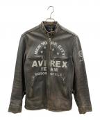 AVIREXアヴィレックス）の古着「AVIREX　NEW YORK CITY　レザーライダースジャケット」｜ブラウン