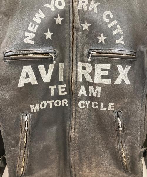 AVIREX（アヴィレックス）AVIREX (アヴィレックス) AVIREX　	NEW YORK CITY　レザーライダースジャケット ブラウン サイズ:Lの古着・服飾アイテム