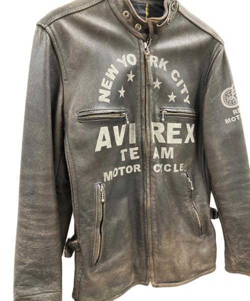 AVIREX（アヴィレックス）AVIREX (アヴィレックス) AVIREX　	NEW YORK CITY　レザーライダースジャケット ブラウン サイズ:Lの古着・服飾アイテム