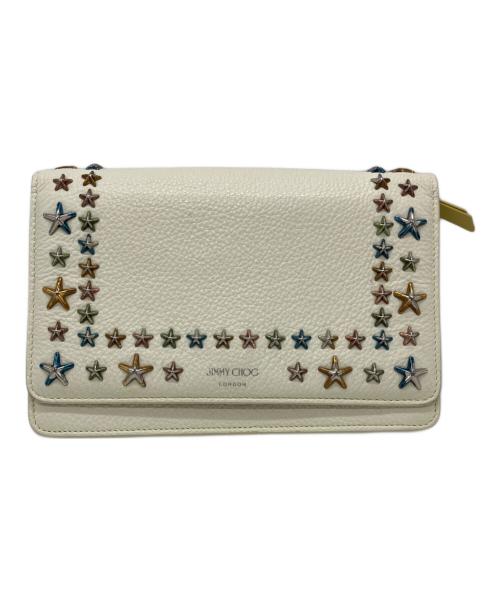 JIMMY CHOO（ジミーチュウ）JIMMY CHOO (ジミーチュウ) JIMMY CHOO　スタースタッズショルダーウォレット ホワイト×イエローの古着・服飾アイテム