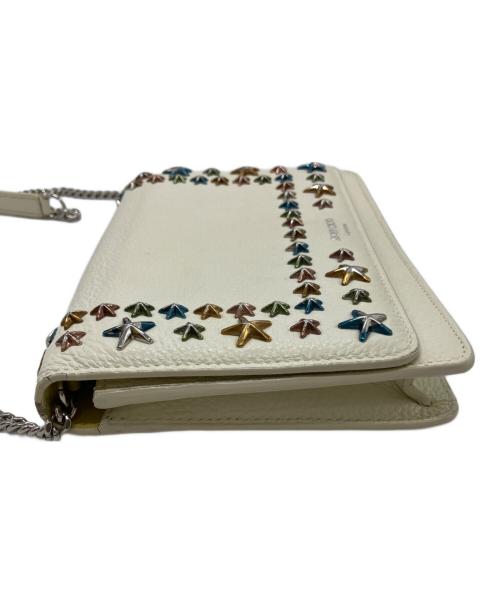 JIMMY CHOO（ジミーチュウ）JIMMY CHOO (ジミーチュウ) JIMMY CHOO　スタースタッズショルダーウォレット ホワイト×イエローの古着・服飾アイテム