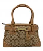 COACHコーチ）の古着「COACH  シグネチャー ハンドバッグ」｜ブラウン×ベージュ