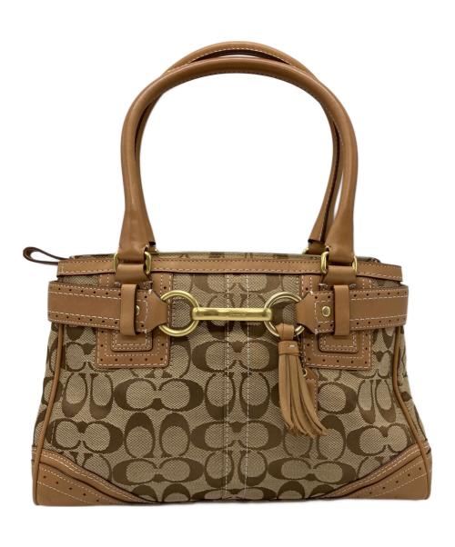 COACH（コーチ）COACH (コーチ) COACH  シグネチャー ハンドバッグ ブラウン×ベージュの古着・服飾アイテム