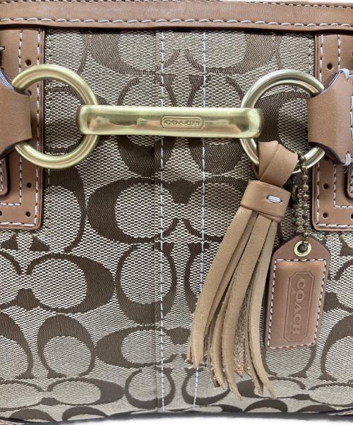COACH（コーチ）COACH (コーチ) COACH  シグネチャー ハンドバッグ ブラウン×ベージュの古着・服飾アイテム