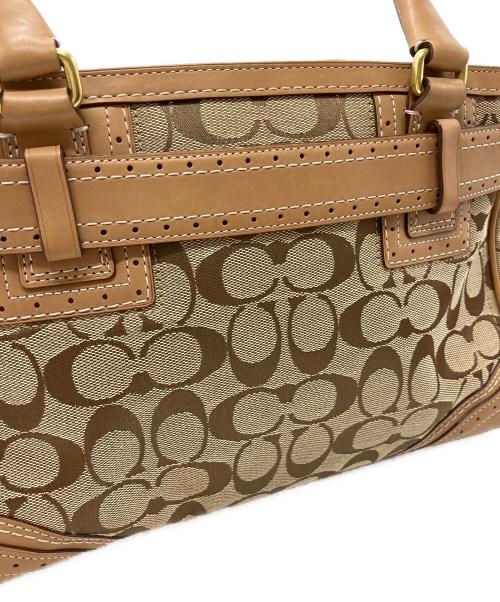 COACH（コーチ）COACH (コーチ) COACH  シグネチャー ハンドバッグ ブラウン×ベージュの古着・服飾アイテム