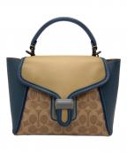 COACHコーチ）の古着「COACH　クーリエ キャリーオール　　2WAYバッグ」｜ベージュ×ブルー