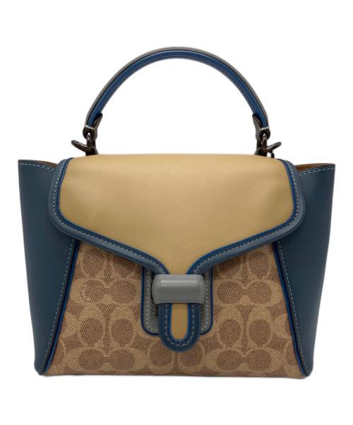COACH（コーチ）COACH (コーチ) COACH　クーリエ キャリーオール　　2WAYバッグ ベージュ×ブルーの古着・服飾アイテム