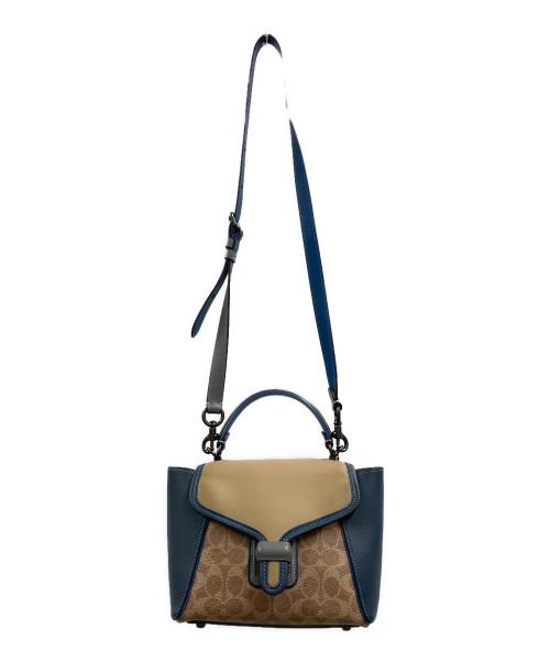 COACH（コーチ）COACH (コーチ) COACH　クーリエ キャリーオール　　2WAYバッグ ベージュ×ブルーの古着・服飾アイテム