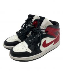 NIKE（ナイキ）の古着「NIKE　Women's Air Jordan 1 Mid "Sail/Off Noir/White/Gym Red"　　スニーカー」｜ホワイト×レッド