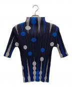 PLEATS PLEASEプリーツプリーズ）の古着「PLEATS PLEASE　プリーツカットソー」｜ネイビー×ブルー